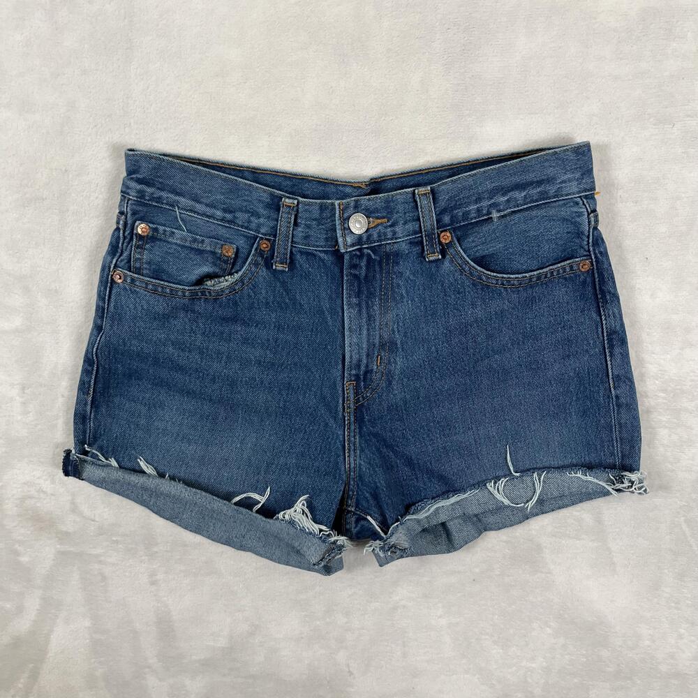 Levi's Denim Shorts Womens 29 Blue Cutoff Frayed Hem 3 Inseam Casual Summer